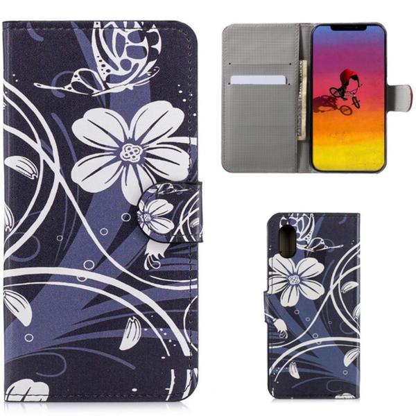 Plånboksfodral Apple iPhone XS Max - Svart med Blommor