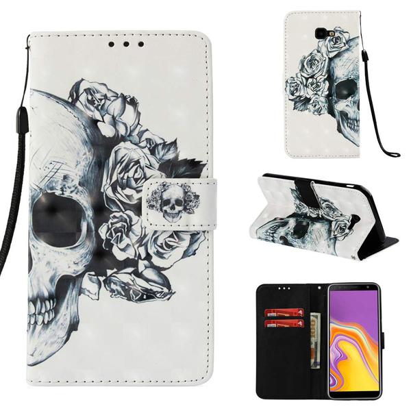 Plånboksfodral Samsung Galaxy J4 Plus – Döskalle / Rosor