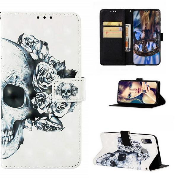 Plånboksfodral Samsung Galaxy A40 – Döskalle / Rosor