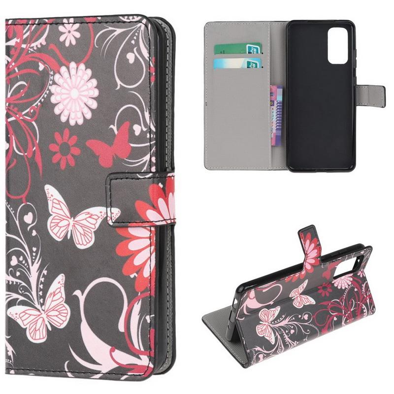 Plånboksfodral Samsung Galaxy S20 FE - Svart med Fjärilar