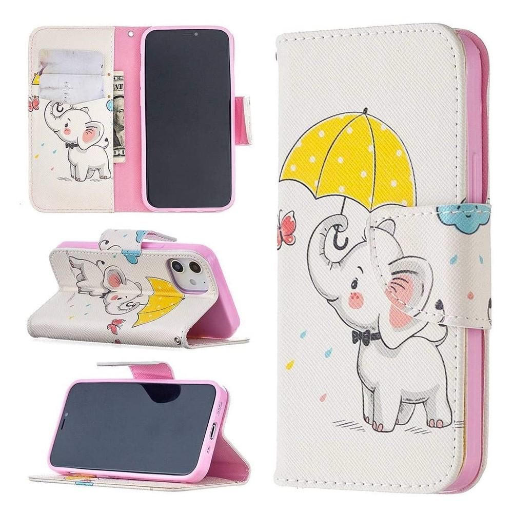 Plånboksfodral Apple iPhone 12 Mini – Elefant med Paraply