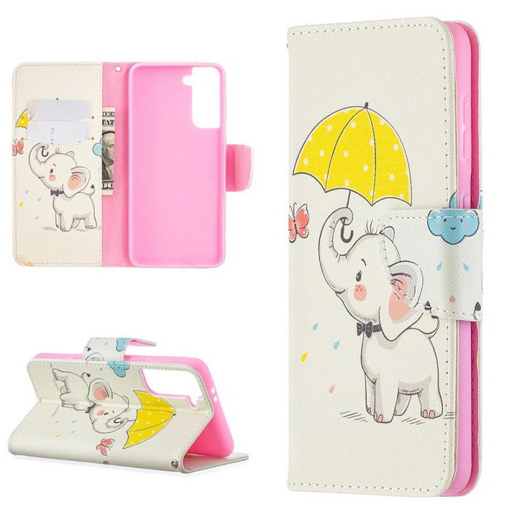 Plånboksfodral Samsung Galaxy S21 Plus – Elefant med Paraply