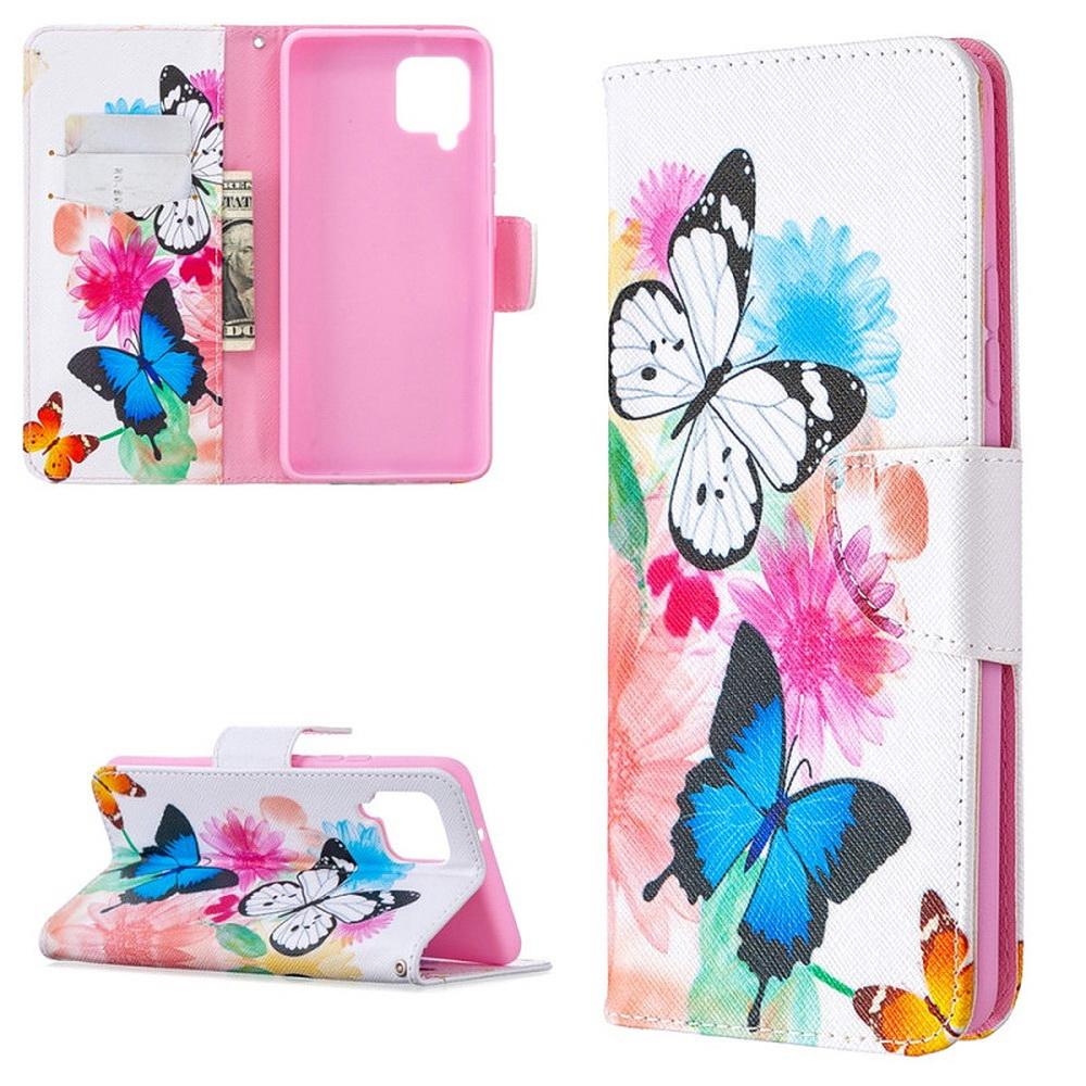 Plånboksfodral Samsung Galaxy A12 - Färgglada Fjärilar
