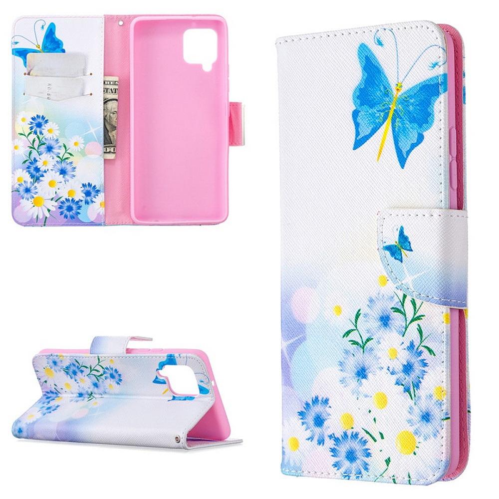 Plånboksfodral Samsung Galaxy A12 - Fjärilar och Blommor