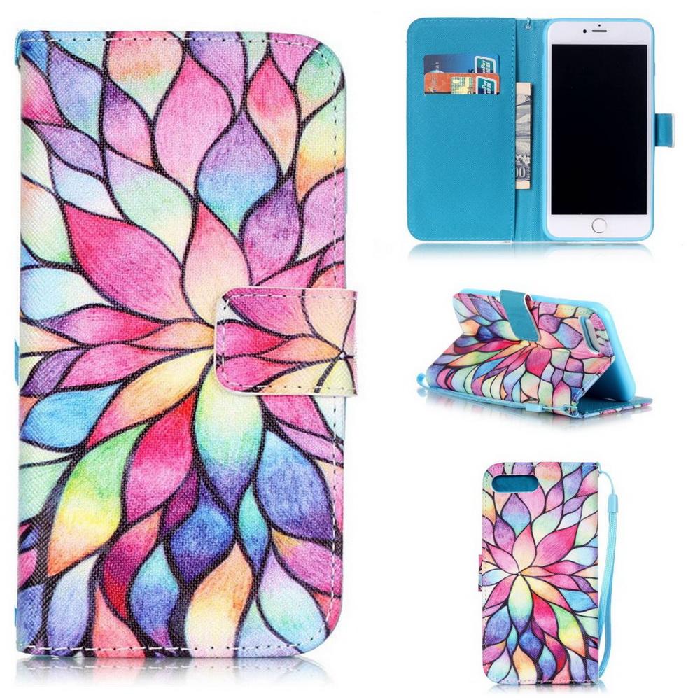 Plånboksfodral Apple iPhone 8 Plus – Färgglada Blomblad