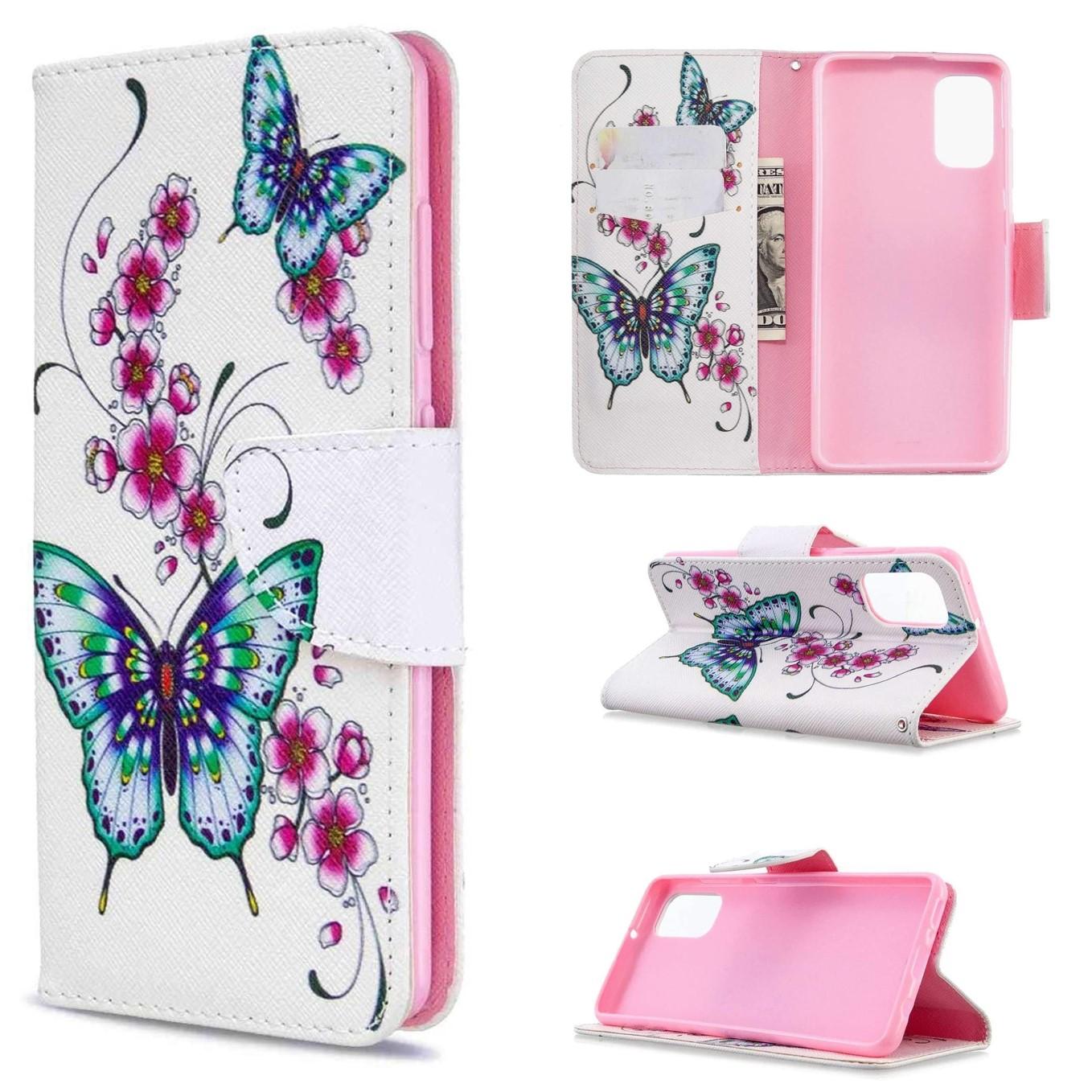 Plånboksfodral Samsung Galaxy A02s – Fjärilar och Blommor