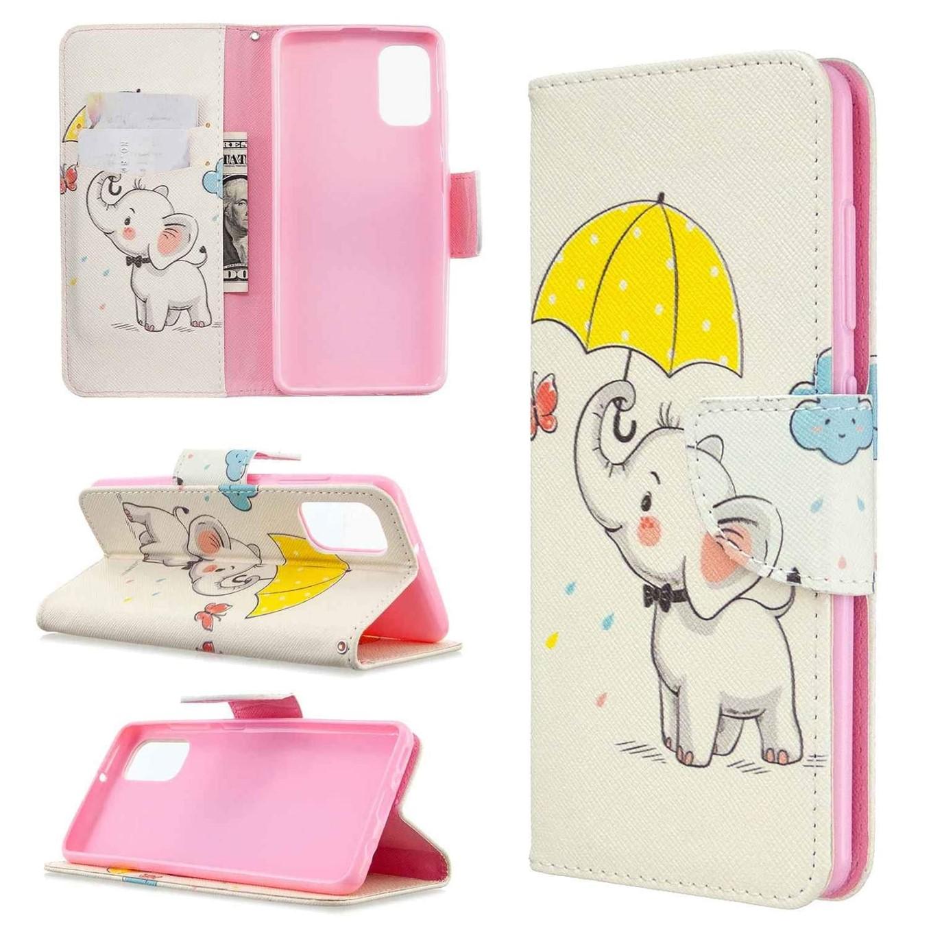 Plånboksfodral Samsung Galaxy A02s – Elefant med Paraply