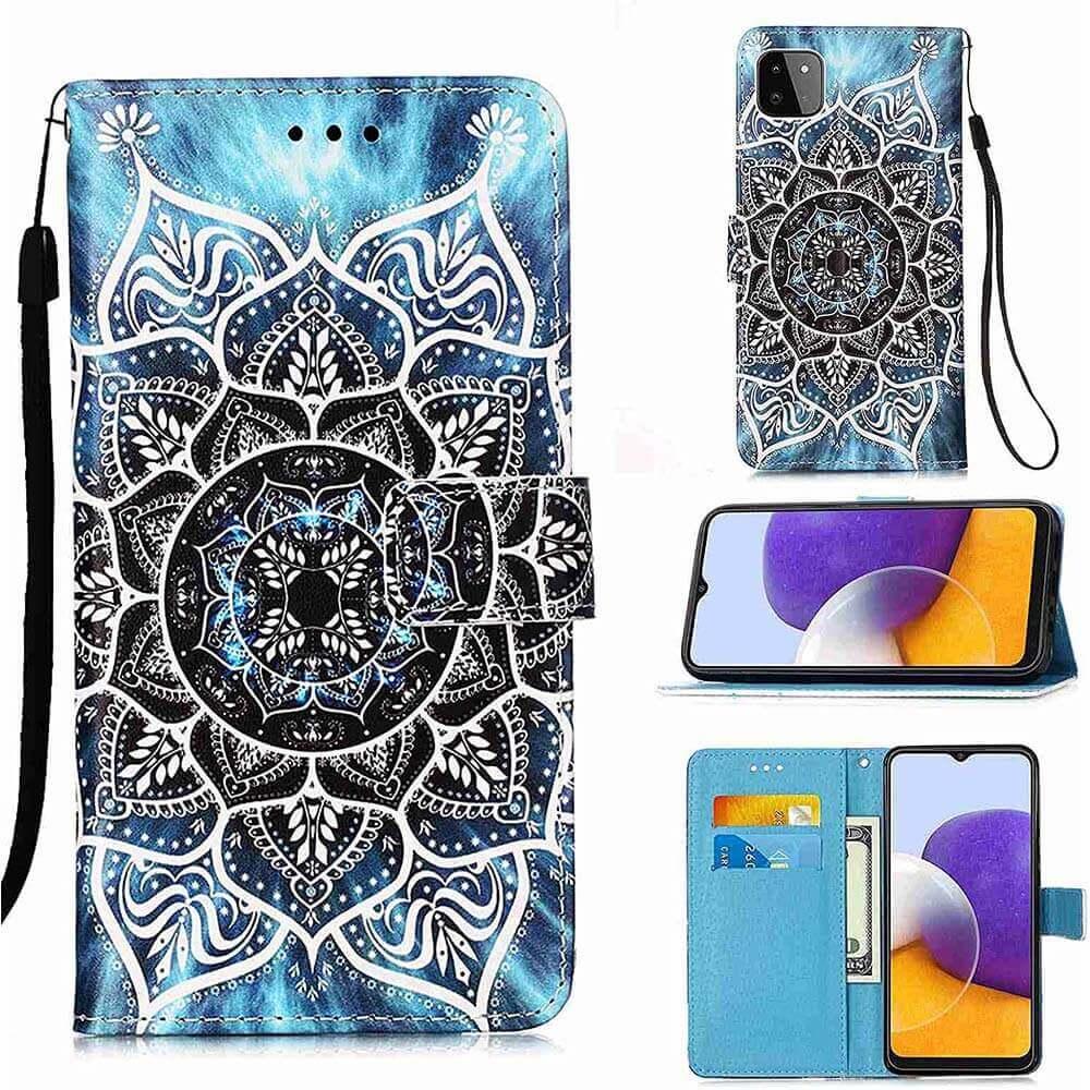 Plånboksfodral Samsung Galaxy A22 - Blå Mandala