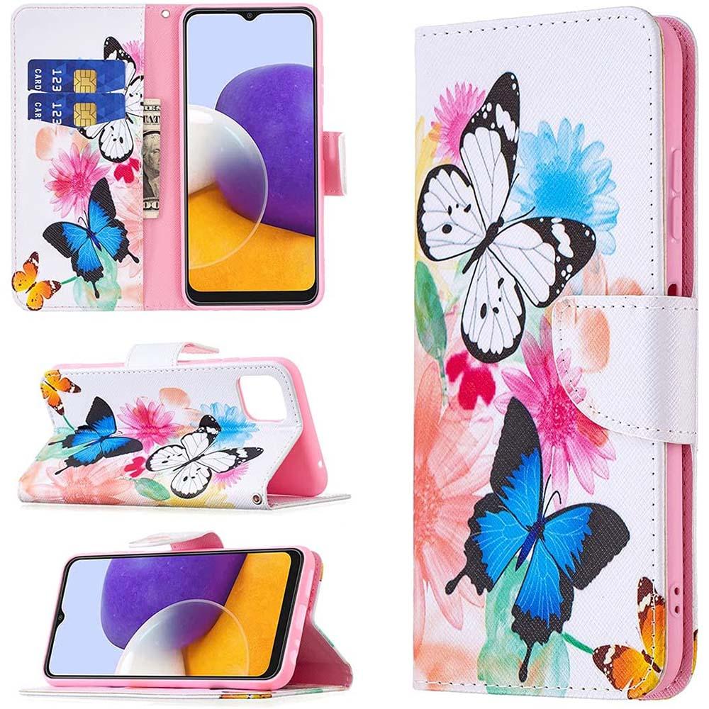 Plånboksfodral Samsung Galaxy A22 - Färgglada Fjärilar