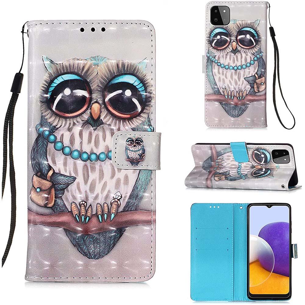 Plånboksfodral Samsung Galaxy A22 - Utsmyckad Uggla