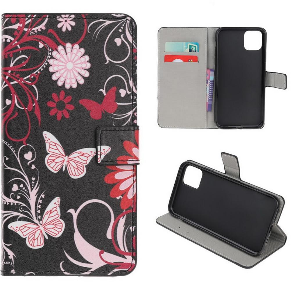 Plånboksfodral iPhone 13 - Svart med Fjärilar