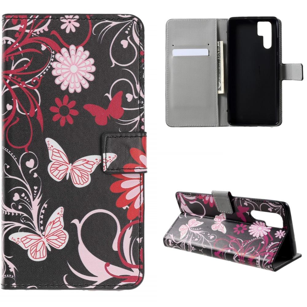 Plånboksfodral Samsung Galaxy S22 Ultra - Svart med Fjärilar