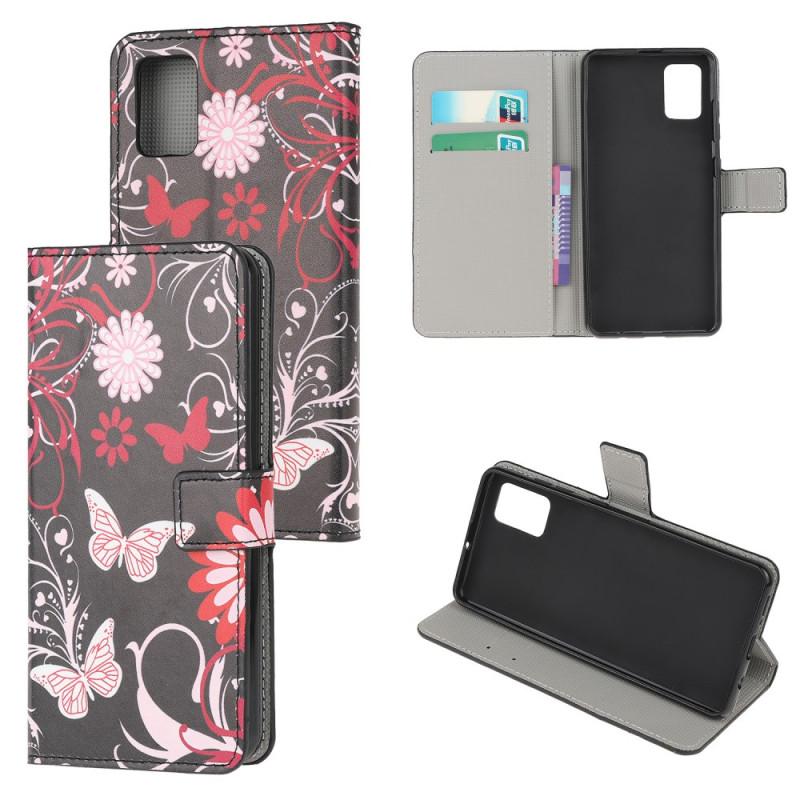 Plånboksfodral Samsung Galaxy A13 - Svart med Fjärilar