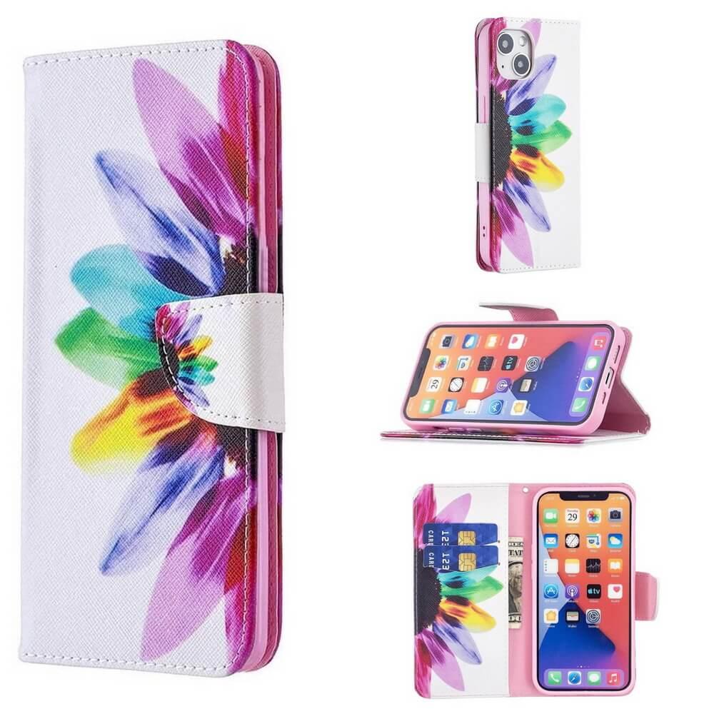 Plånboksfodral iPhone 14 Plus – Färgglad Blomma