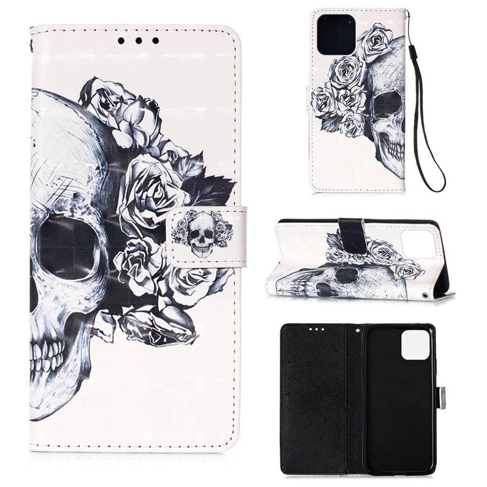 Plånboksfodral iPhone 14 Pro – Döskalle / Rosor