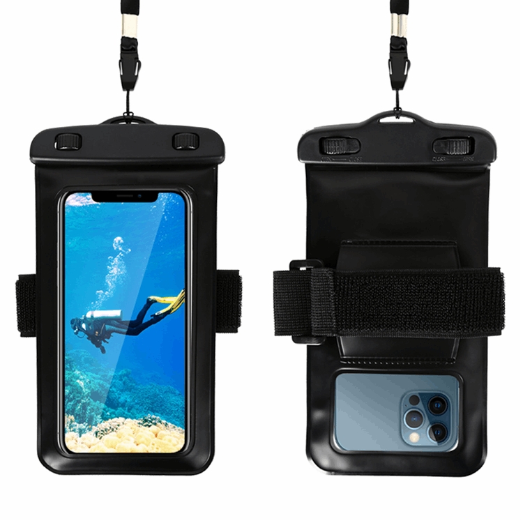 Svart Vattentätt Mobilfodral Pvc Armband 6.5"