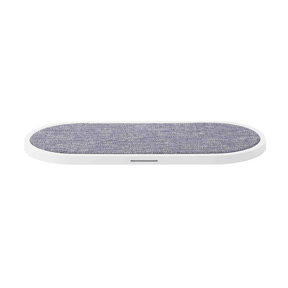 GEAR Trådlös Dual QI Laddare USB-C Ansl. 2x10W Vit med Grå Textil