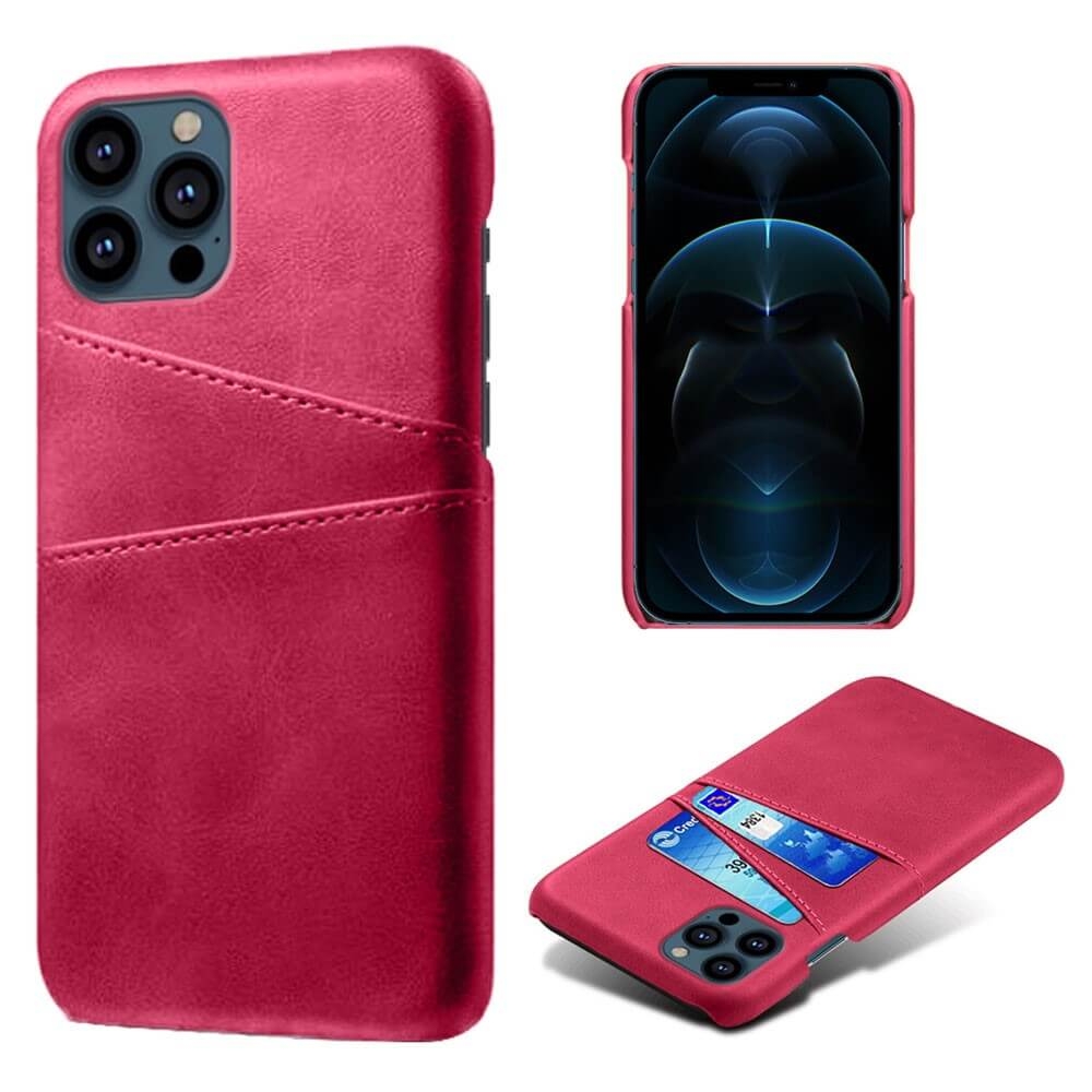 Retro Mobilskal med Kortplatser till iPhone 13 Pro - Magenta