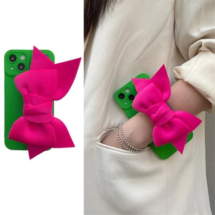 Bowknot Handrem iPhone 12 Skal - Magenta