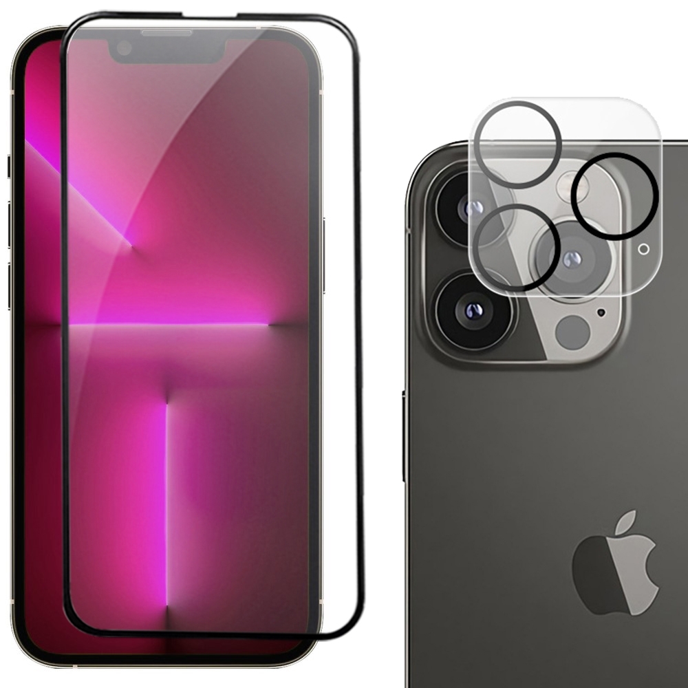 2-i-1 paket iPhone 14 Pro Max med skärmskydd i härdat glas och kameralinsskydd