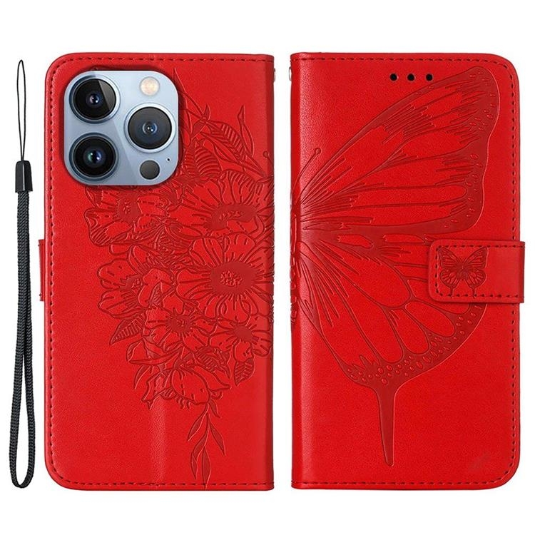 iPhone 14 Pro Max Plånboksfodral Butterfly Flower Imprinted