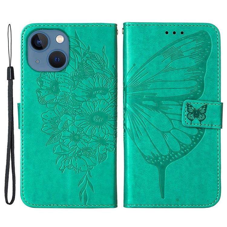 iPhone 14 Plus Plånboksfodral Butterfly Flower Imprinted
