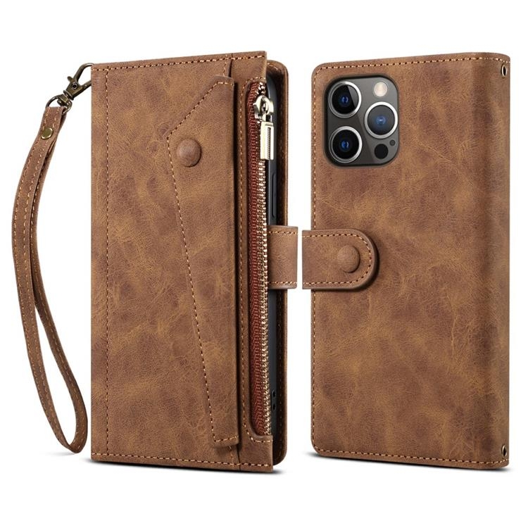 iPhone 14 Pro Plånboksfodral Flap Zipper Strap