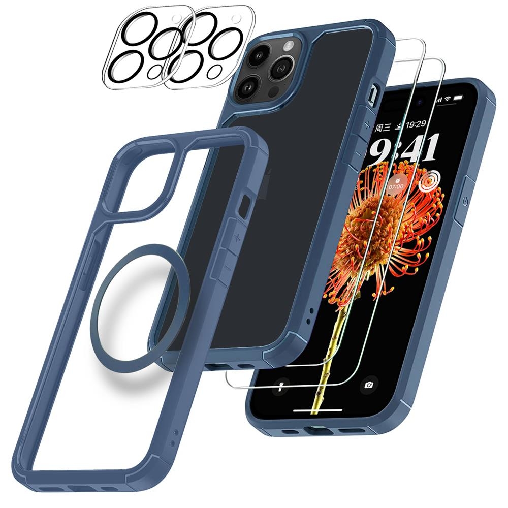 [6in1] Boom iPhone 13 Pro Max Skal Kameralinsskydd Härdat Glas MagSafe Ring