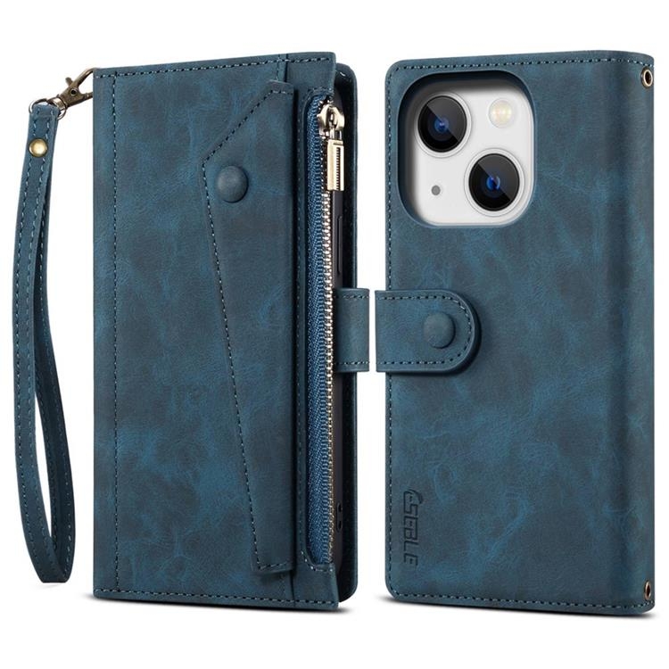 iPhone 14 Plus Plånboksfodral Flap Zipper Strap