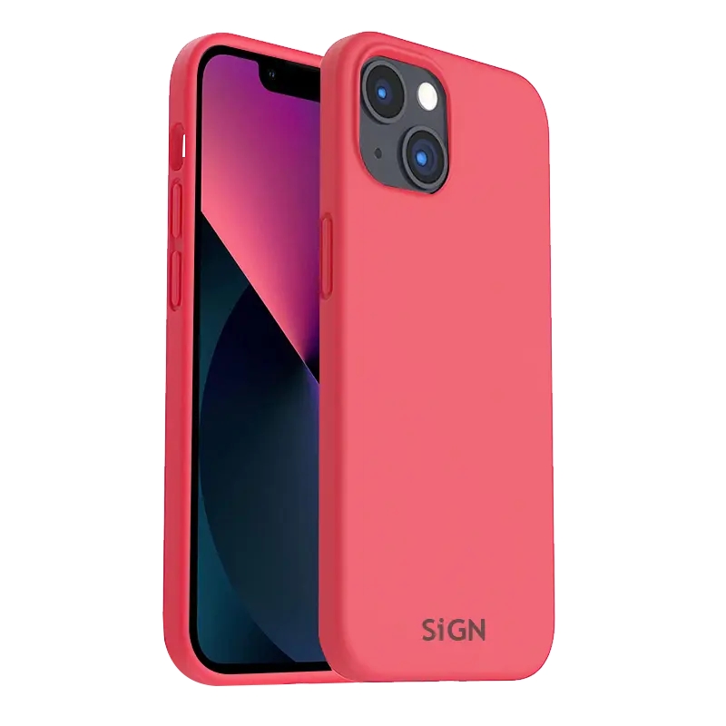 SiGN iPhone 14 Plus Skal Liquid Silicone - Vattenmelonsröd