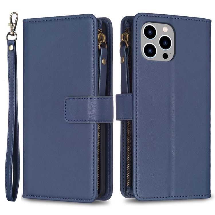 iPhone 15 Pro Max Plånboksfodral Zipper Flip - Blå