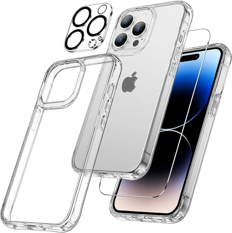 [3in1] BOOM iPhone 14 Pro Skal Härdat Glas Kameralinsskydd