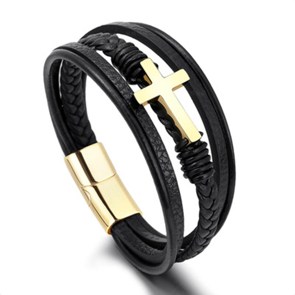 Stilrent Hög Kvalitets PU-Läder Kors Armband