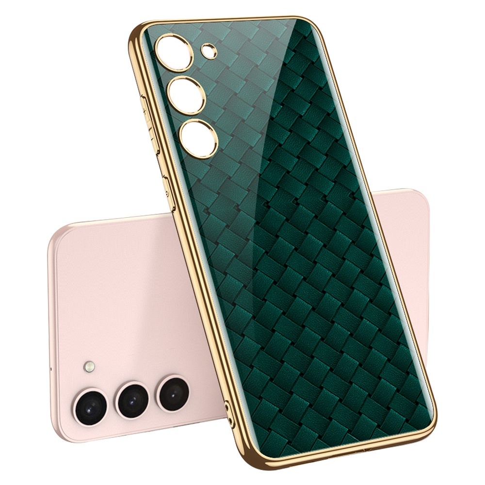 GKK Galaxy S24 Plus Skal Härdat Glas Electroplate Flätad Textur