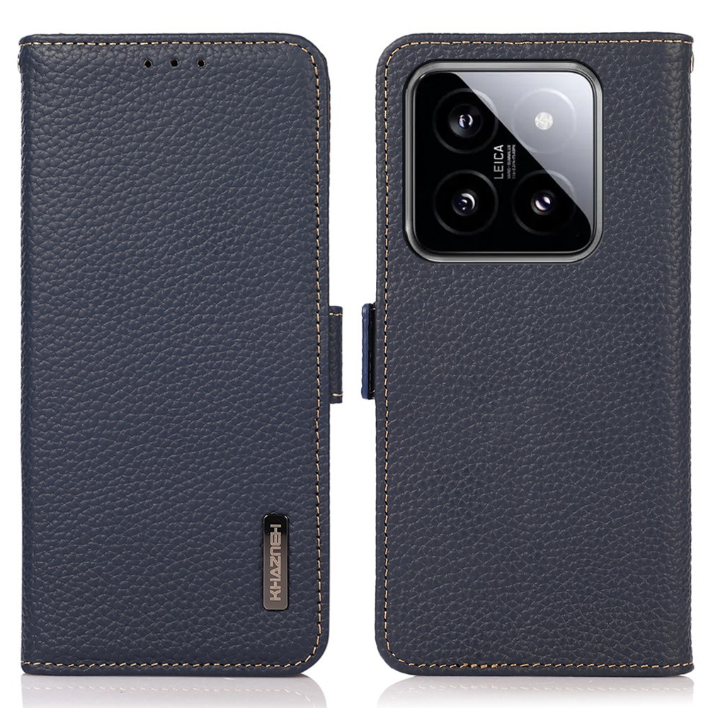 KHAZNEH Xiaomi 14 Ultra Fodral RFID Litchi Äkta Läder