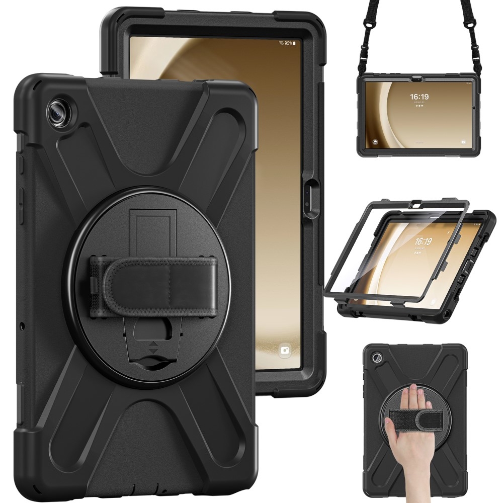 Galaxy Tab A9 Plus Skal 360 Rotation Shockproof Med Rem