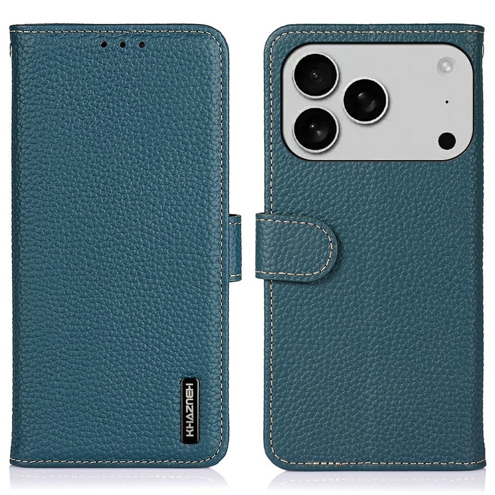 KHAZNEH iPhone 17 Pro Fodral Äkta Läder Grön
