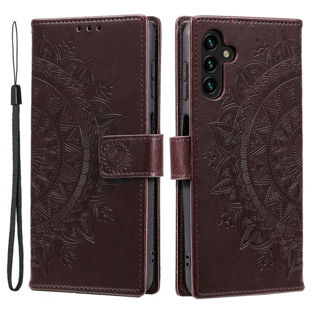Samsung Galaxy S25 FE Fodral Mandala Läder Brun