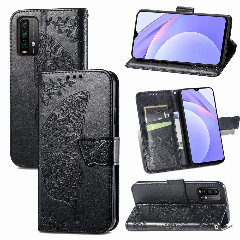Redmi 9T - Butterfly Läder Fodral
