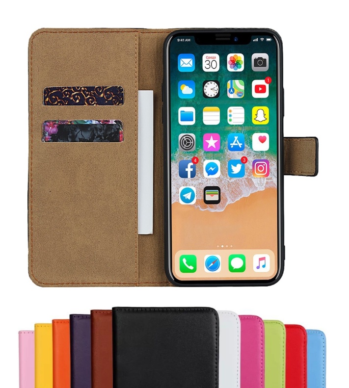 iPhone 11 Pro Max - Plånboksfodral I Äkta Läder - Välj Färg!