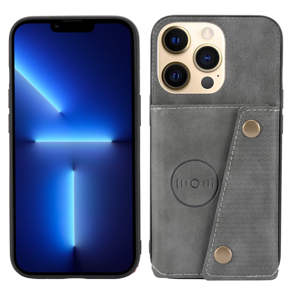 iPhone 13 Pro Max Skal Läder Med Kortfack Och Magnet