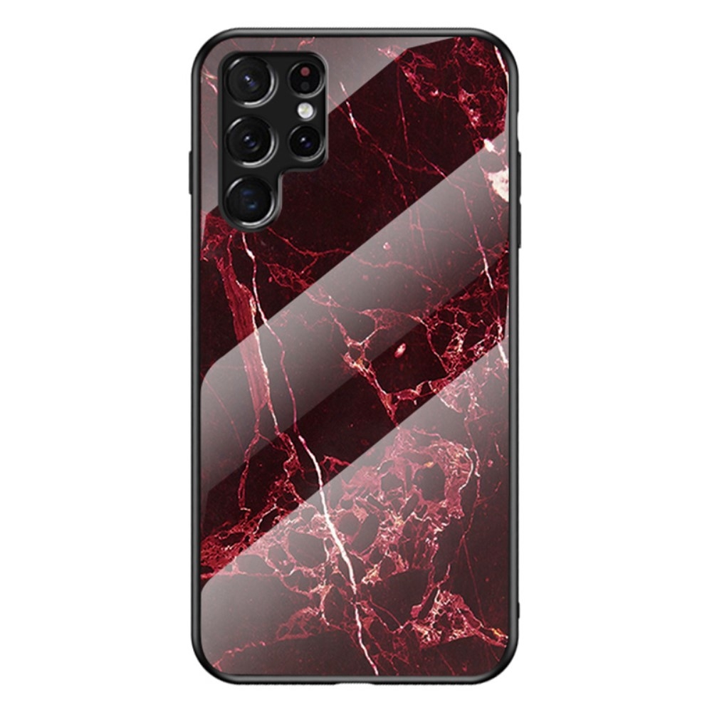 Galaxy S22 Ultra Skal Marmor Härdat Glas Blood
