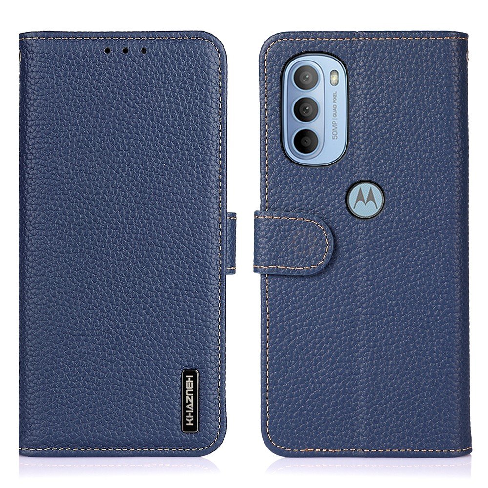 KHAZNEH Motorola Moto G31 / G41 Fodral Litchi Äkta Läder