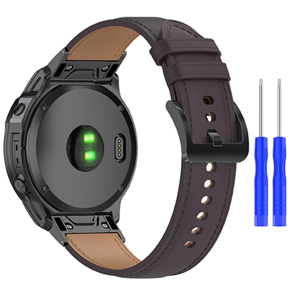 Äkta Läder Armband För Garmin Mörk