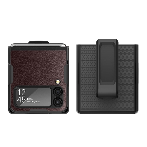 Galaxy Z Flip 4 Skal Litchi Med Bältesklämma