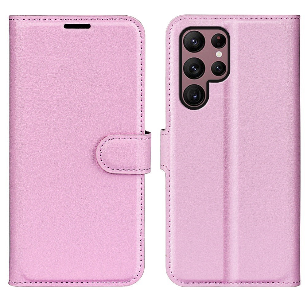 Galaxy S23 Ultra Fodral Litchi Läder Ljus