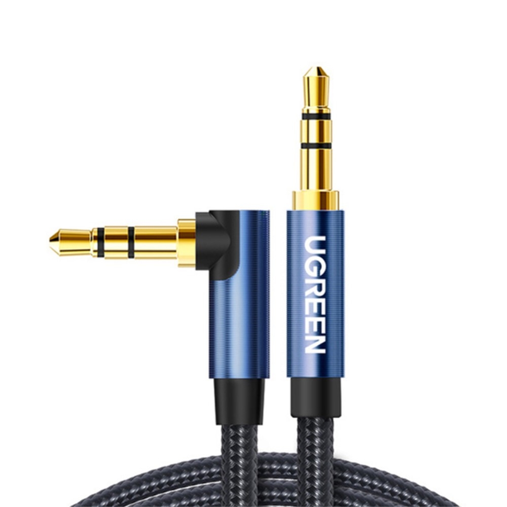 UGREEN 1m 3.5mm AUX Ljudkabel Elbow Nylon Blå