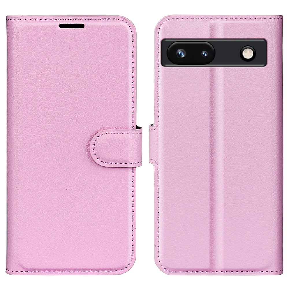 Pixel 7A Fodral Litchi Textur Läder Ljus