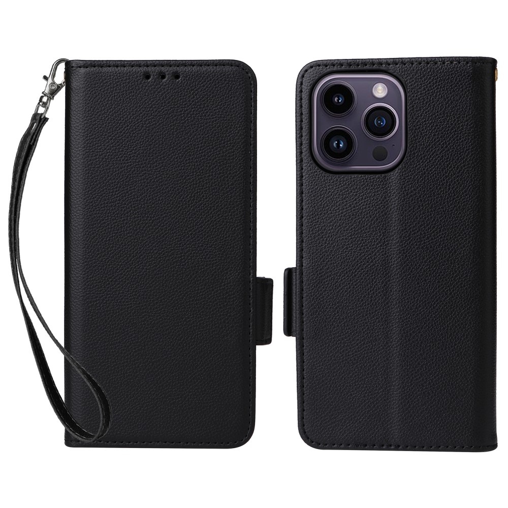 iPhone 15 Plus Fodral Litchi Textur Med Snodd