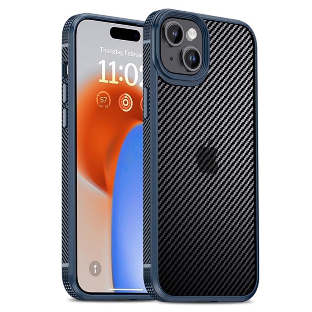 IPAKY iPhone 15 Plus Skal Hybrid Kolfiber Textur